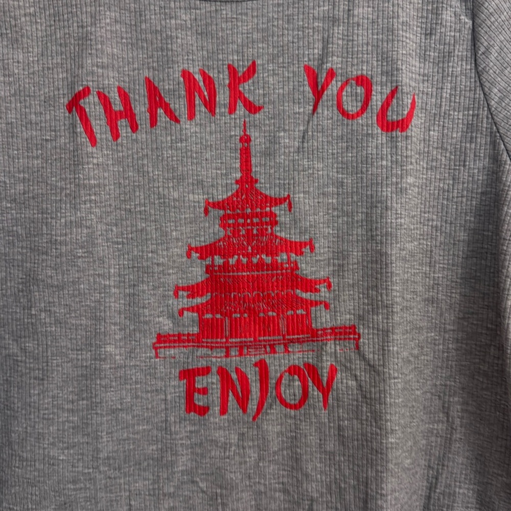Vintage Thank You Food Takeout cropped top